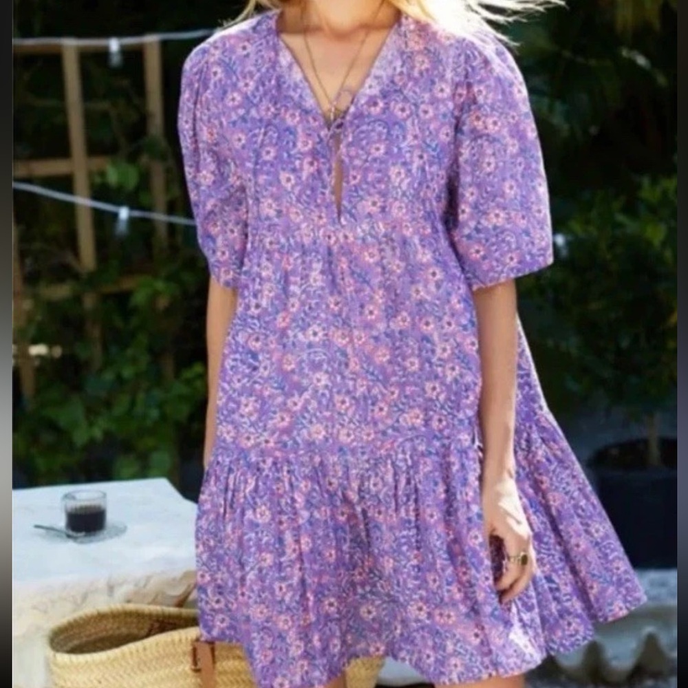 Emerson Fry Isla Dress in Violet Wildflower India Collection Sz Xs/S